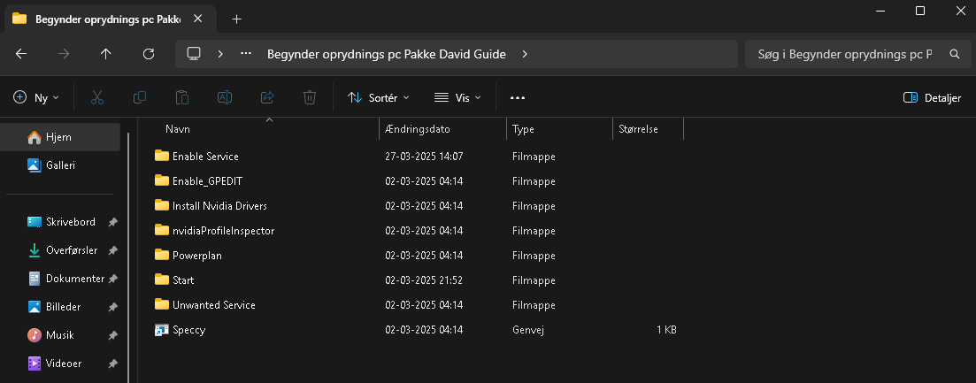 Begynder oprydnings pc Pakke
